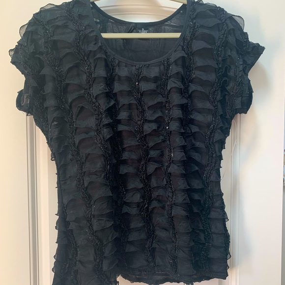 New Directions Tops - Fancy Sheer Black Blouse